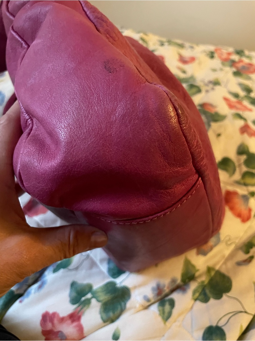 Vintage Marzia Italian Pink Leather Tote Bag with Chain Handles -Large Bag - Picture 4 of 13